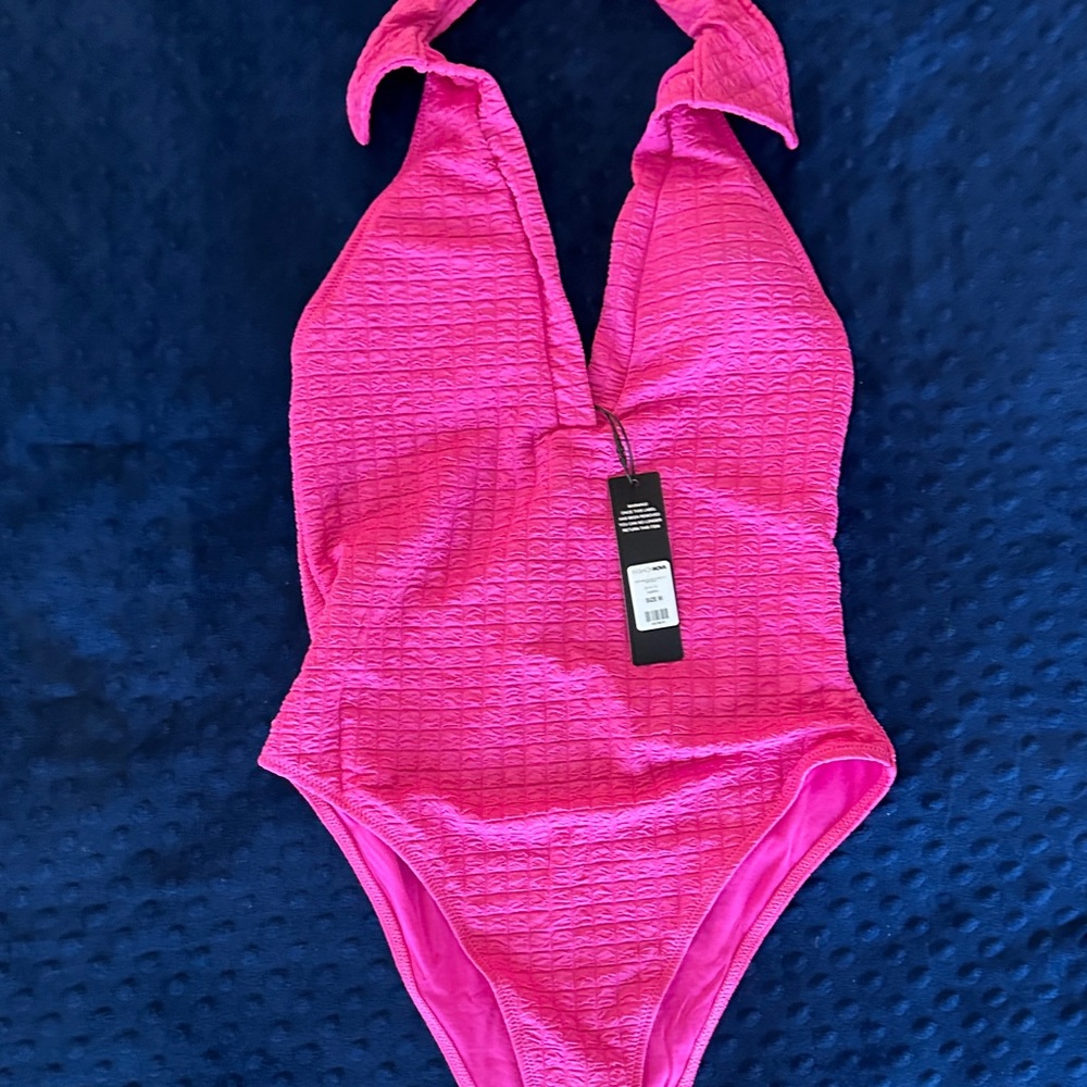 Fashion Nova Hot Pink Halter One Piece